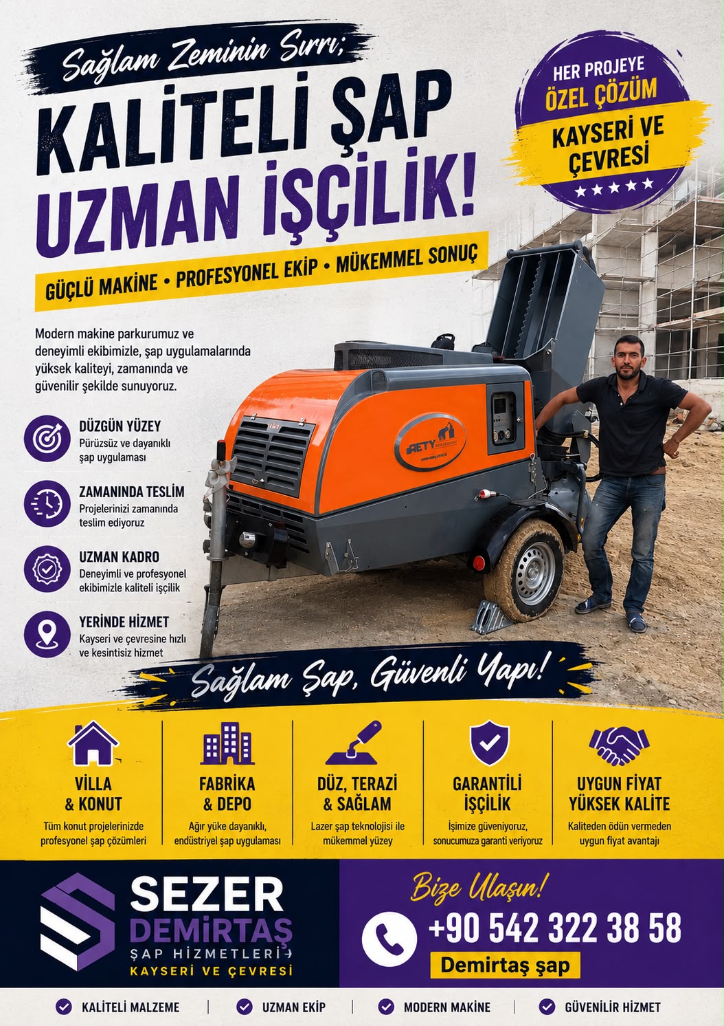 Kaliteli şap, uzman işçilik - Demirtaş Şap makine parkı